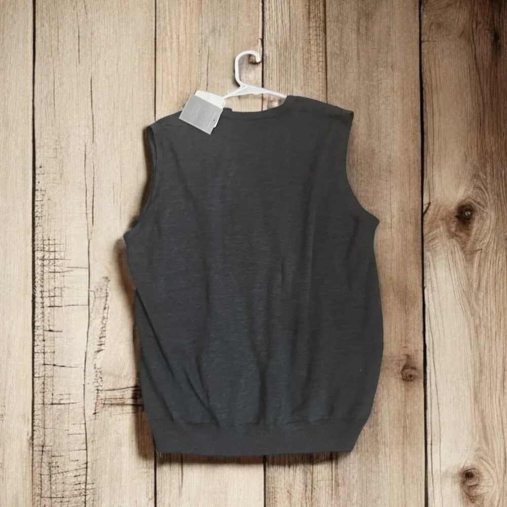 JOHN ASHFORD GRAY‎ SWEATER WOOL VEST SIZE LARGE NWT